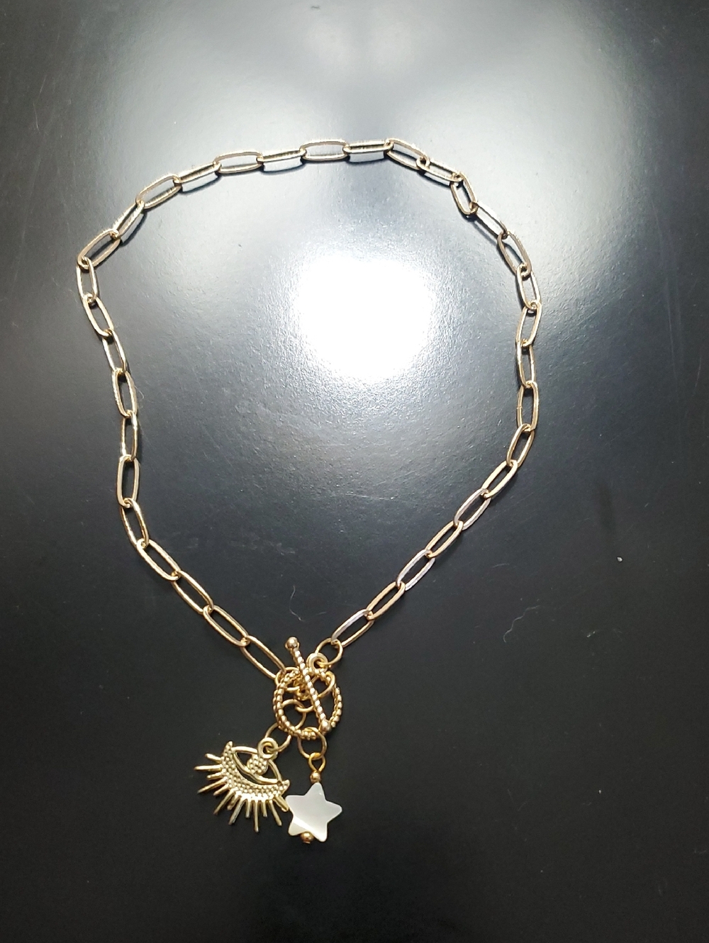 Gold Sun & Star Charm Necklace - Women Jewelry